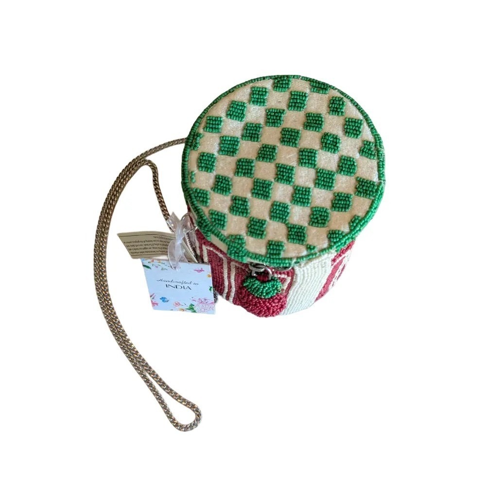 Handcrafted In India Viral Beaded Raspberry Jam Jar Crossbody Bag with Charm NWT - Picture 4 of 8